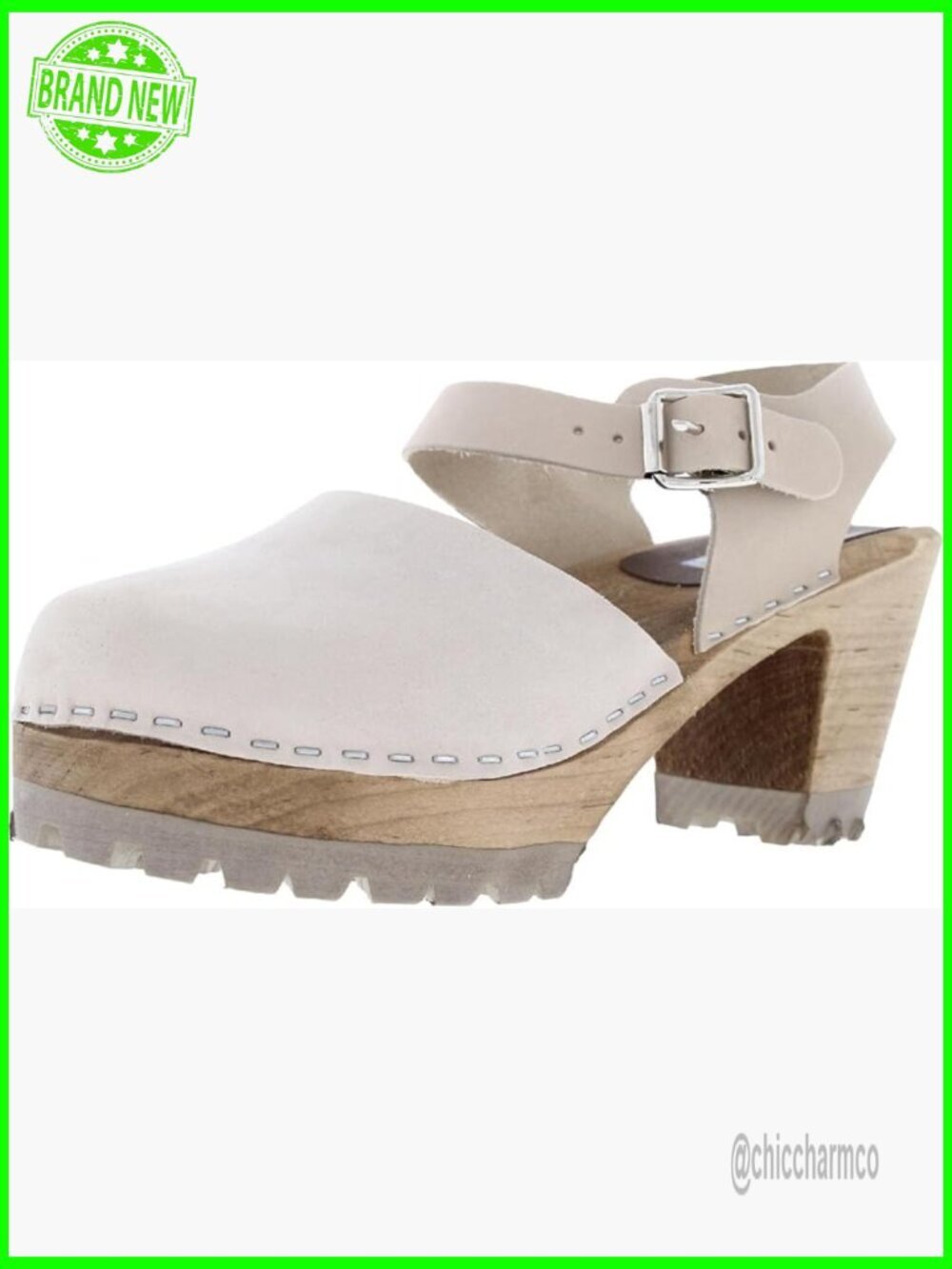 Clog-Inspired Sandals with Leather Upper and Buckle Closure